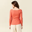 T-shirt manches longues orange corail femme