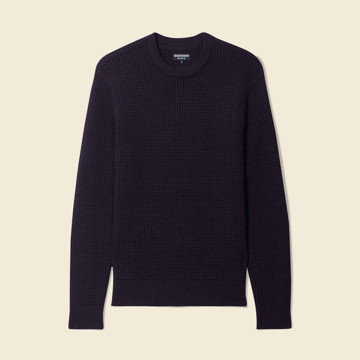 Pull manches longues col rond bleu fonc&eacute; homme