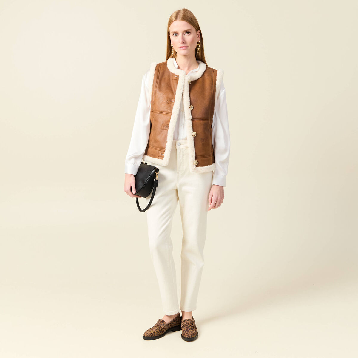 Veste su&eacute;dine sans manches marron femme