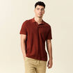 Polo manches courtes marron cognac homme