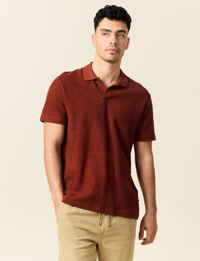 Polo manches courtes marron cognac homme