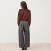 Gilet droit manches longues col rond marron femme