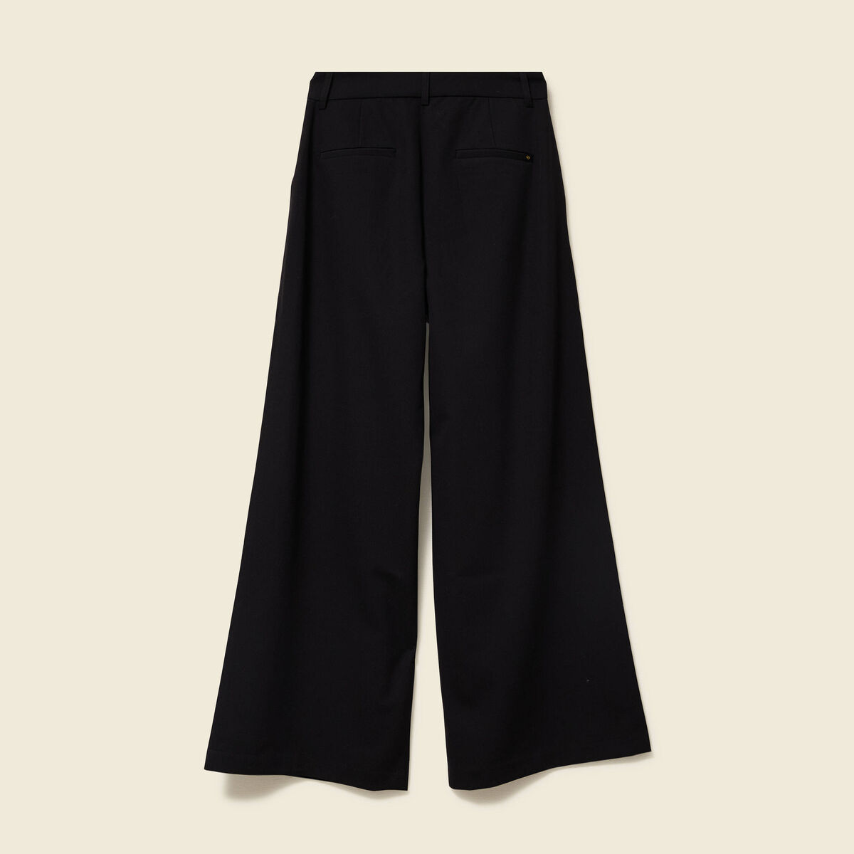 Pantalon large taille haute fluide noir femme