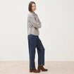 Chemise vichy droite manches longues bleu femme