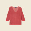 Pull manches 3/4 ajouré vieux rose femme