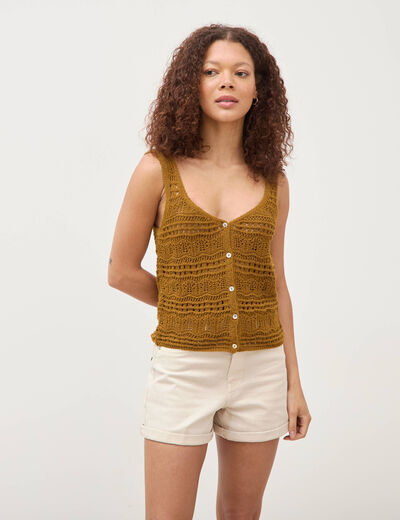 D&eacute;bardeur d&eacute;collet&eacute; bretelles vert olive femme