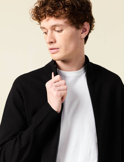 Gilet manches longues zipp&eacute; noir homme