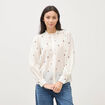 Chemise manches longues en coton brod&eacute;e blanc femme