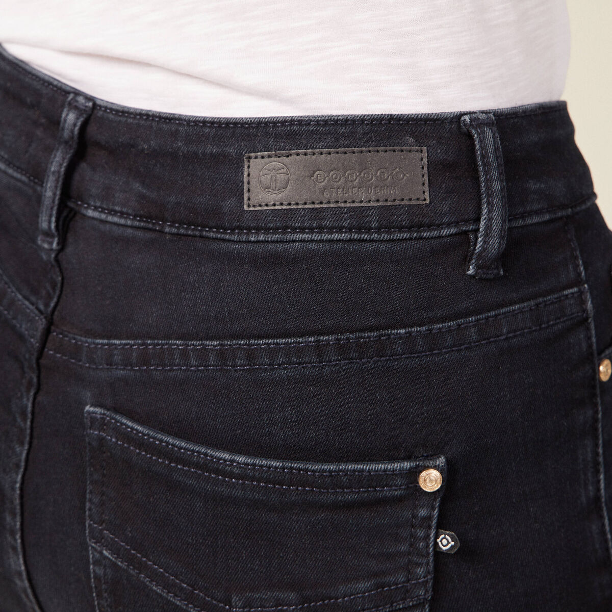 Jeans skinny taille haute denim blue black femme
