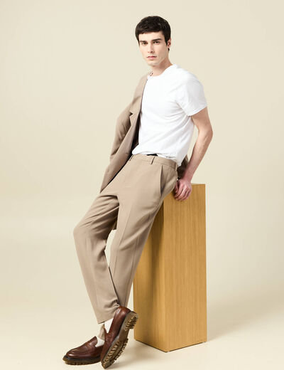 Pantalon slim cigarette taupe homme