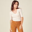 Pull manches courtes creme femme
