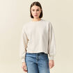 Sweat manches longues oversize creme femme