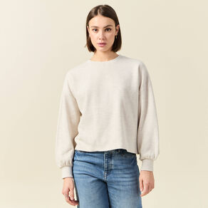 Sweat manches longues oversize creme femme