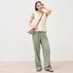Top col v sans manches en coton creme femme