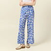 Pantalon large taille haute bleu femme