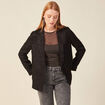 Veste blazer droite satin noir femme