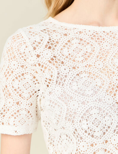 T-shirt manches courtes ecru femme
