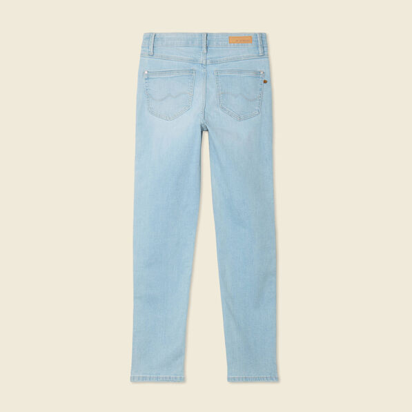Jeans slim taille haute 7/8ème denim bleach femme