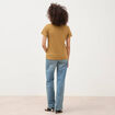 T-shirt cintr&eacute; col rond manches courtes camel femme
