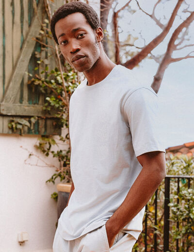 T-shirt ample en coton manches courtes gris clair homme