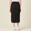 Jupe midi droite fendue satin noir femme