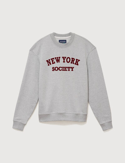 Sweat droit col rond manches longues gris clair homme
