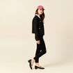 Veste tweed boutonnée noir femme