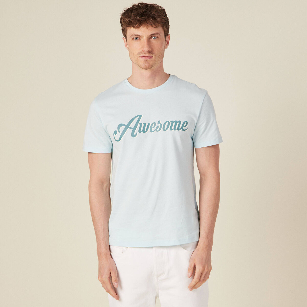 T-shirt manches courtes bleu ciel homme