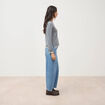Pull droit col rond manches longues gris clair femme