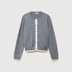 Gilet droit manches longues col rond gris femme