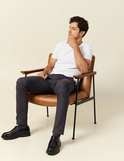 Pantalon chino slim gris fonc&eacute; homme