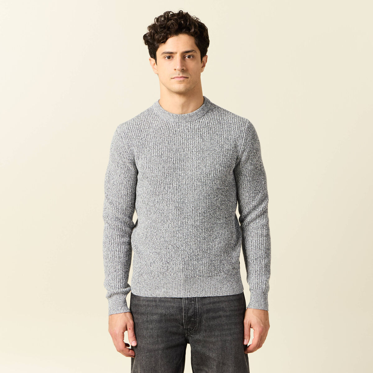 Pull manches longues gris homme