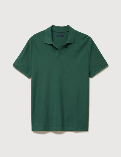 Polo cintr&eacute; manches courtes en coton vert homme