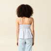 Top col droit &agrave; bretelles en coton bleu clair femme