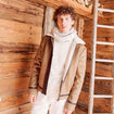 Blouson suédine col aviateur marron homme