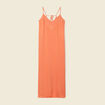 Robe longue droite satin orange foncé femme