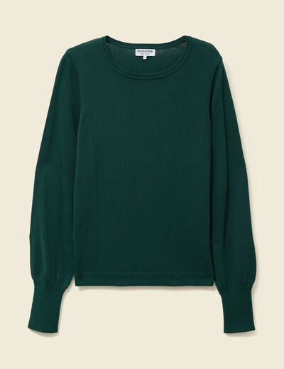 Pull manches longues vert fonc&eacute; femme