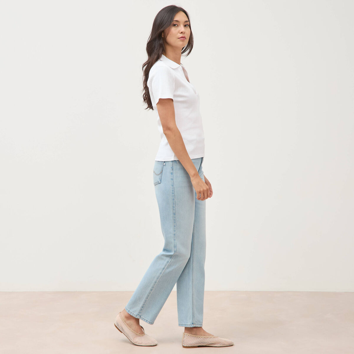 Polo manches courtes blanc femme