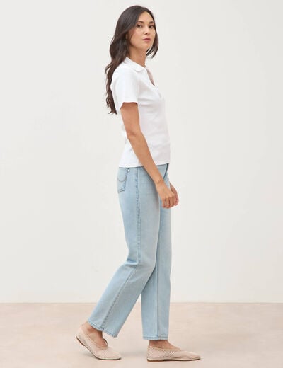 Polo manches courtes blanc femme