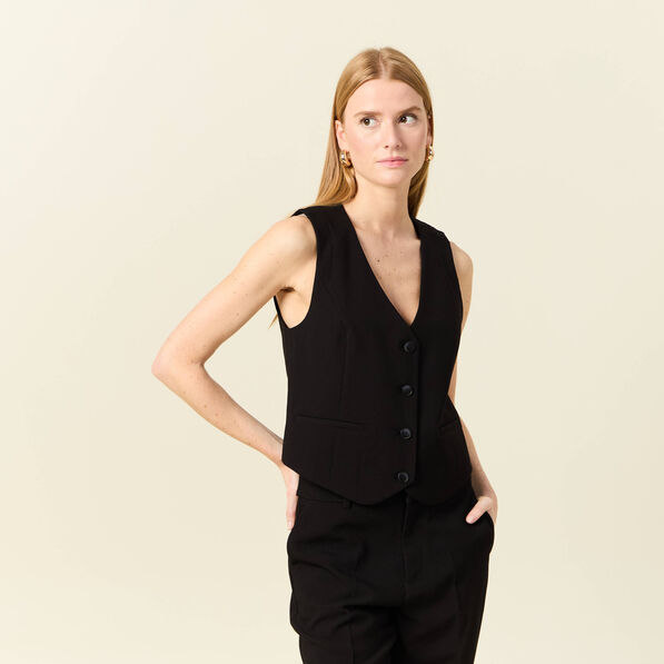 veston sans manches ajuste noir femme Veston sans manches ajusté noir femme