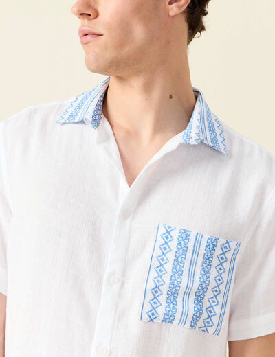 Chemise manches courtes blanc homme
