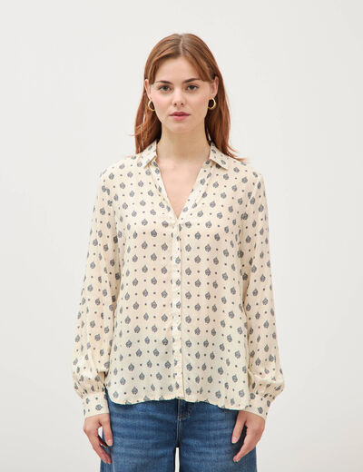 Blouse manches longues ecru femme