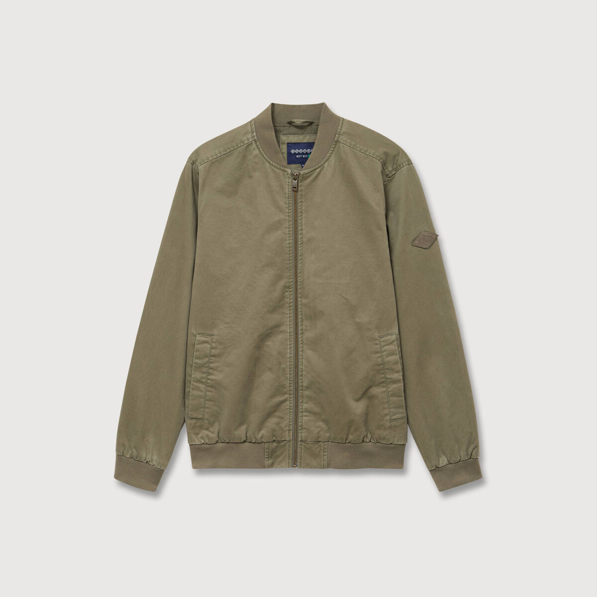 Blouson manches longues doubl&eacute; en coton vert kaki homme