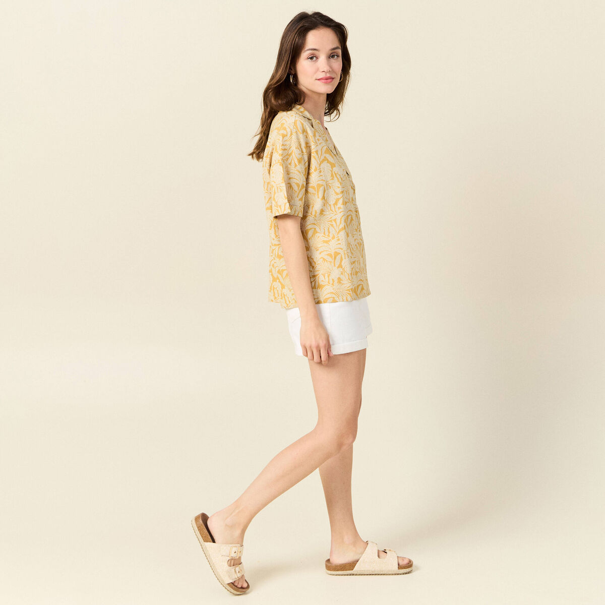 Chemise éco-responsable jaune femme