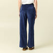 Pantalon large taille haute en velours bleu marine femme