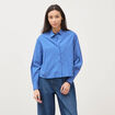 Chemise droite manches longues ray&eacute;e bleu femme