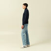 Pull fin col camionneur manches longues bleu marine homme