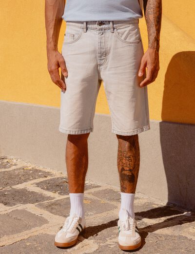 Bermuda droit en jean denim snow bleach homme