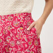 Pantalon large taille haute rouge cerise femme