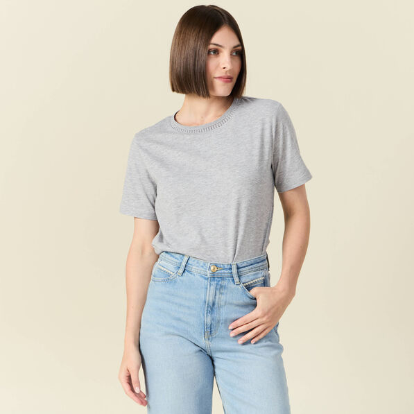 T-shirt manches courtes gris femme